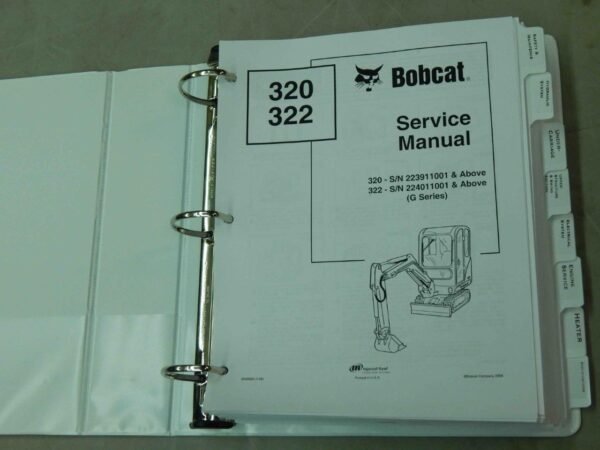 Bobcat  320 322 PN# 6902668 G Series Hydraulic Excavator Service Manual #6205 - Image 6