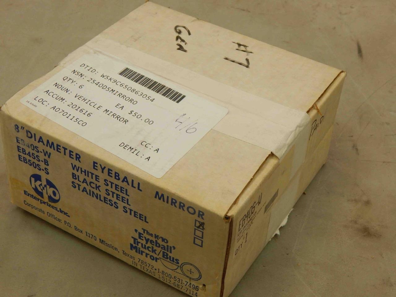 K-10 Enterprises EB40S-W White Convex Mirror Head Eyeball 8.5" Dia - Image 3