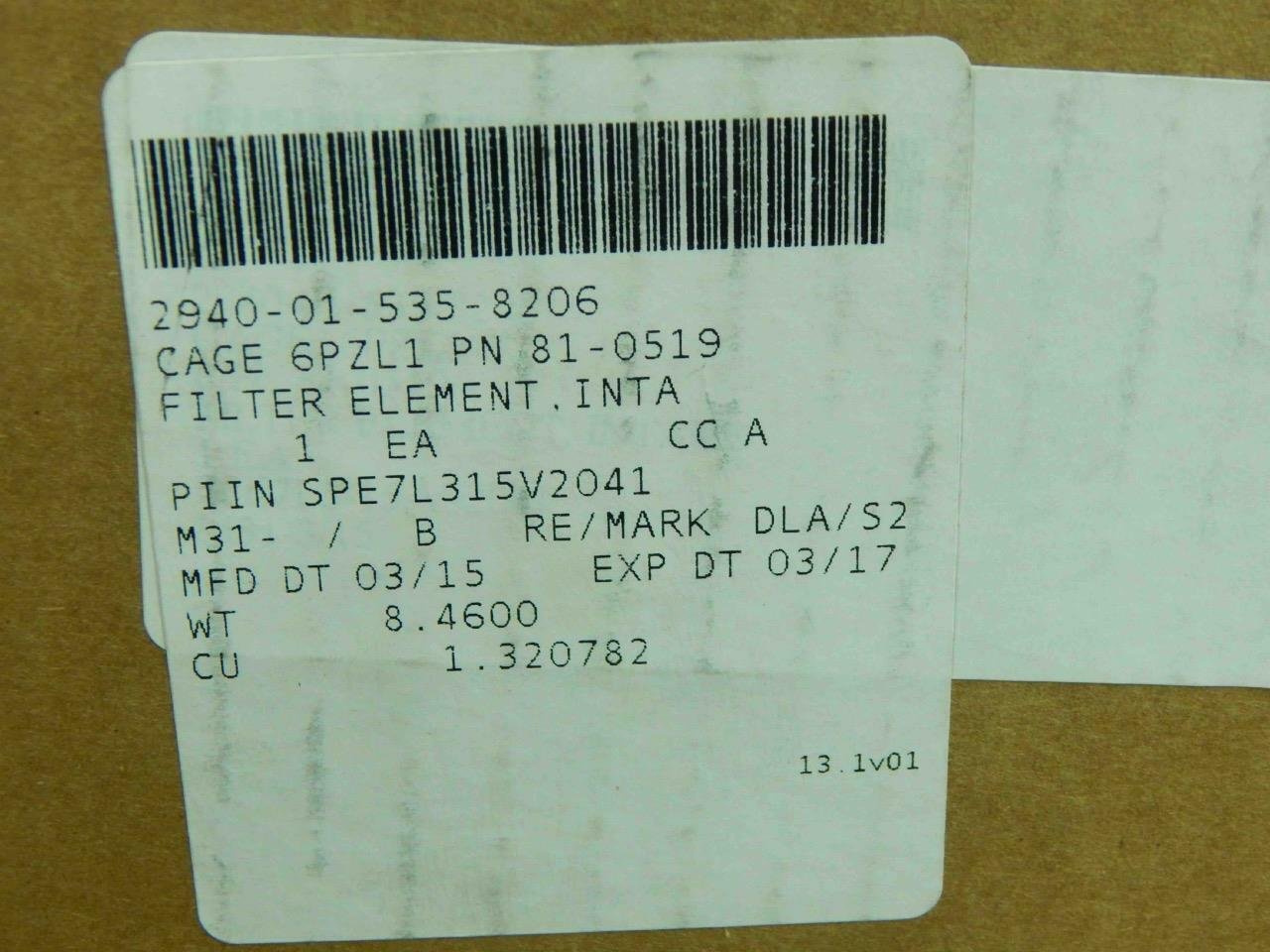 NELSON 81-0519, 2940015358206 FILTER ELEMENT, INTAKE - Image 2
