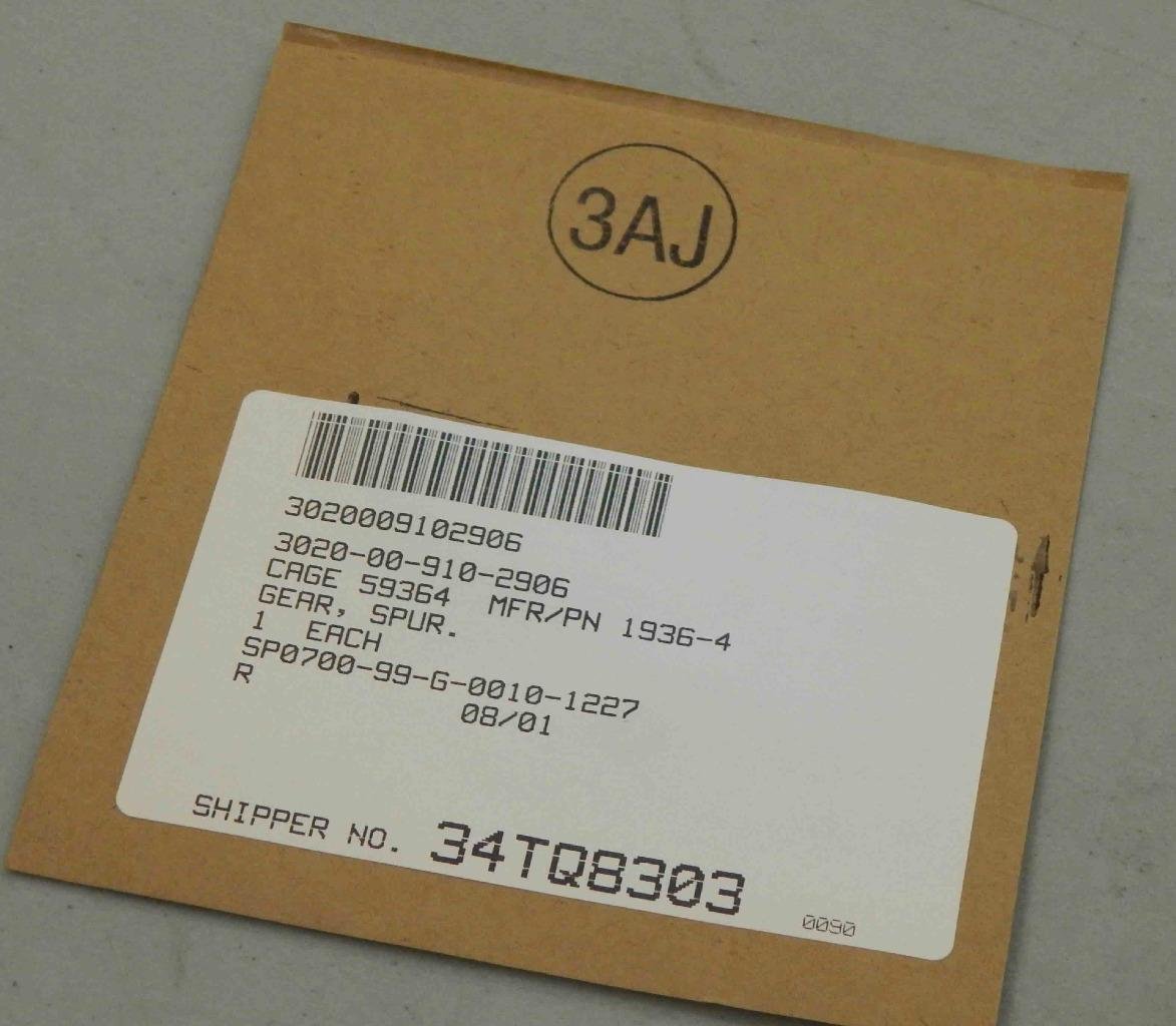 Spur Gear 1936-4 3020-00-910-2906 NEW