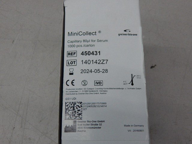 Greiner 450431 MiniCollect Capillary Tube for Serum, 80 uL, (1,000/each) - Image 3