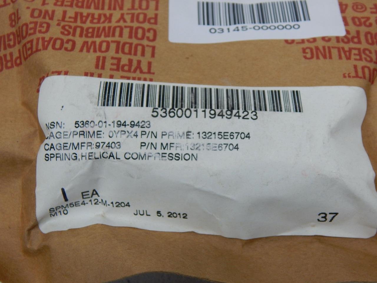 TACOM 13215E6704, 5360011949423, Helical Compression Spring - Image 3