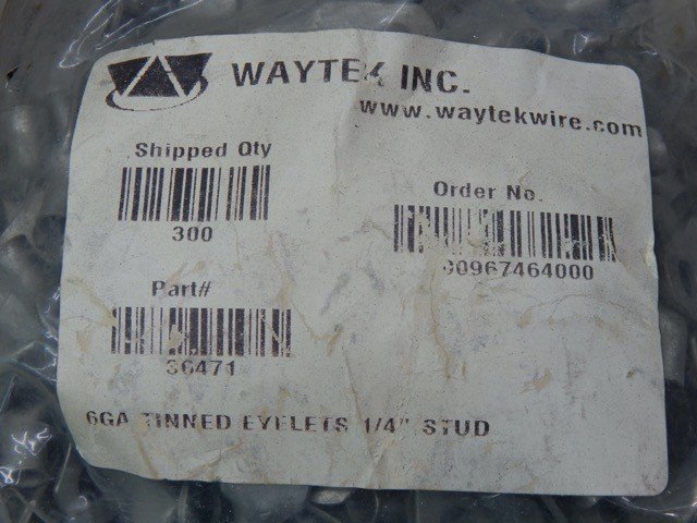 Waytek 001207V003, 36471 Standard Tinned Copper Eyelet, ¼" Stud, 6 Gauge - Image 5