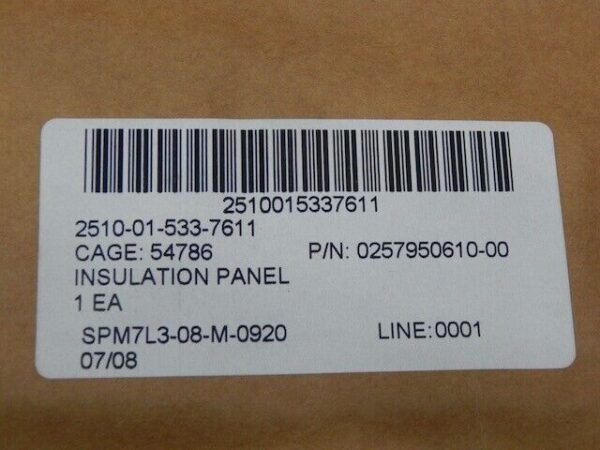 BAE Systems 0257950610–00, 2510015337611, ​Insulation Panel (Alt MPN 12503119) - Image 3