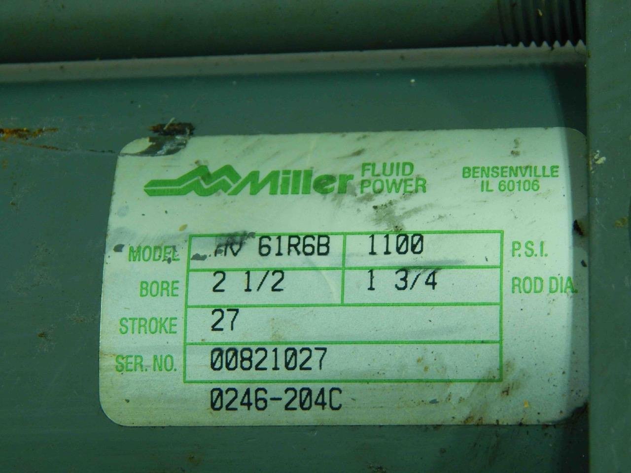 Miller HV-61R6B Stroke 27" Bore 2-1/2" Rod 1-3/4" 1100 PSI Hydraulic Cylinder - Image 5