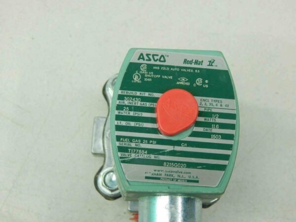 Asco 8215G020 Solenoid Shut Off Valve, 12 Vdc Coil, 1/2 NPT - Image 3