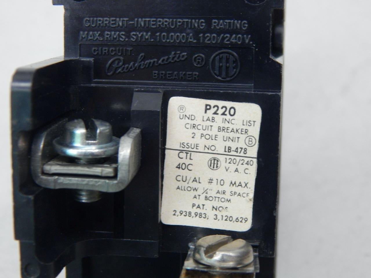 Connecticut Electric P220 Pushmatic Circuit Breaker - 20 Amp 2-Pole Replacement