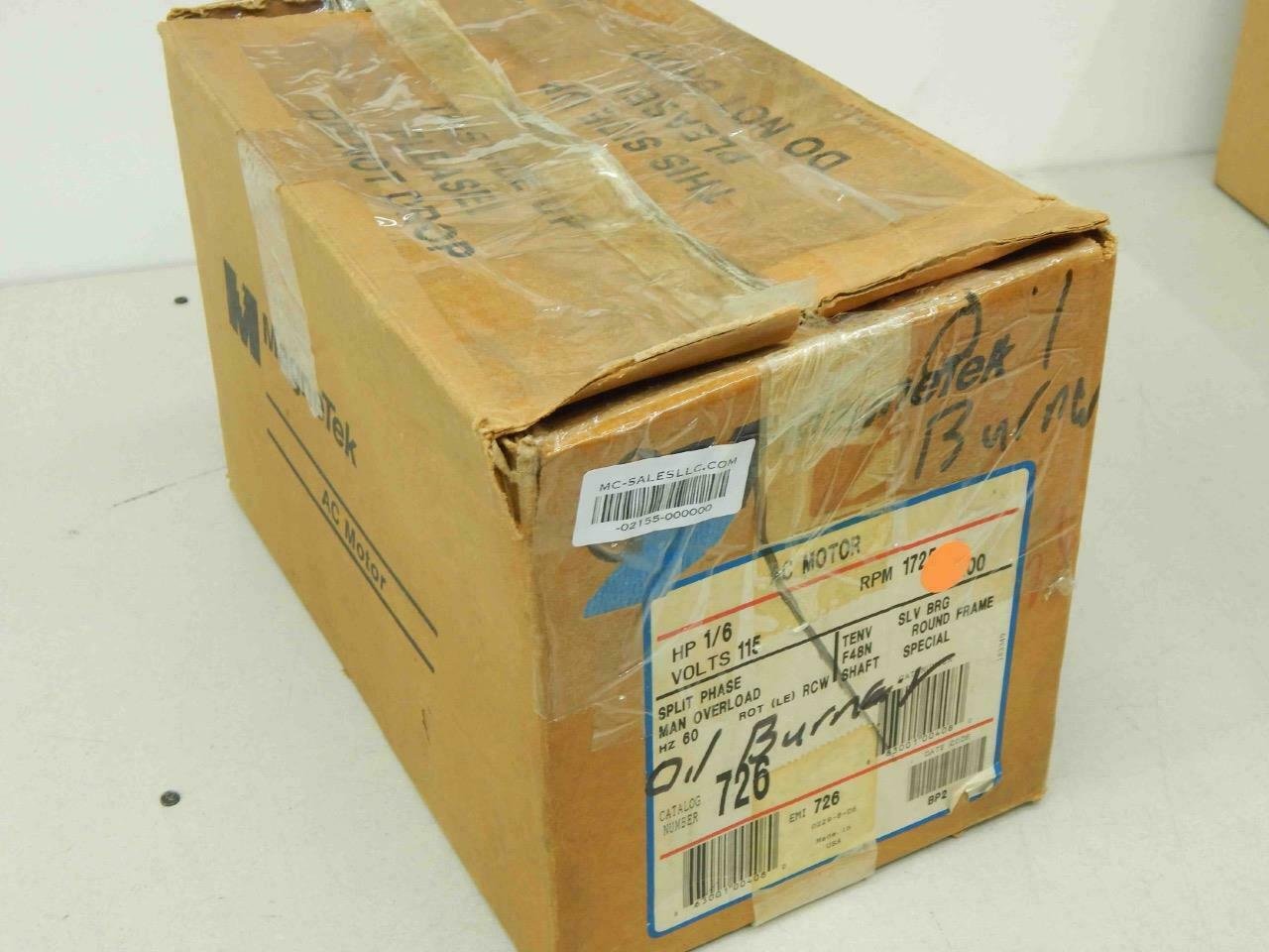 Magnetek 726, M-HG2P008 Motor 1/6HP, 115V, 1725RPM, 1PH, F48N-Frame