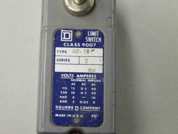 #80 Square D 9007-AW-16 Ser D ​Limit Switch 9007AW16 - Image 3