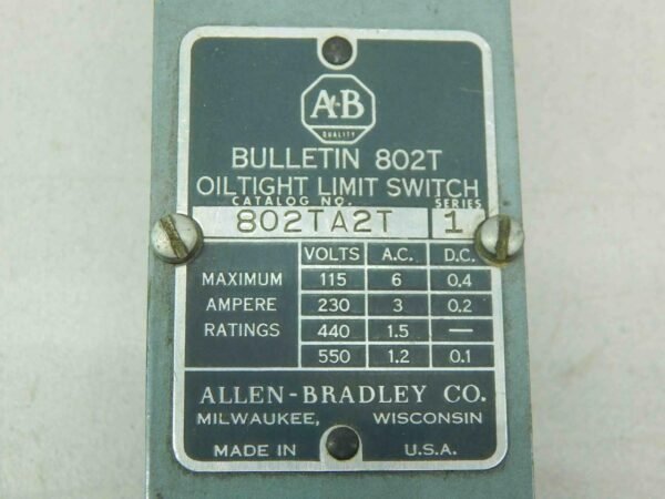 Allen Bradley 802T-A2T, Oiltight Limit Switch, Series 1 - Image 4