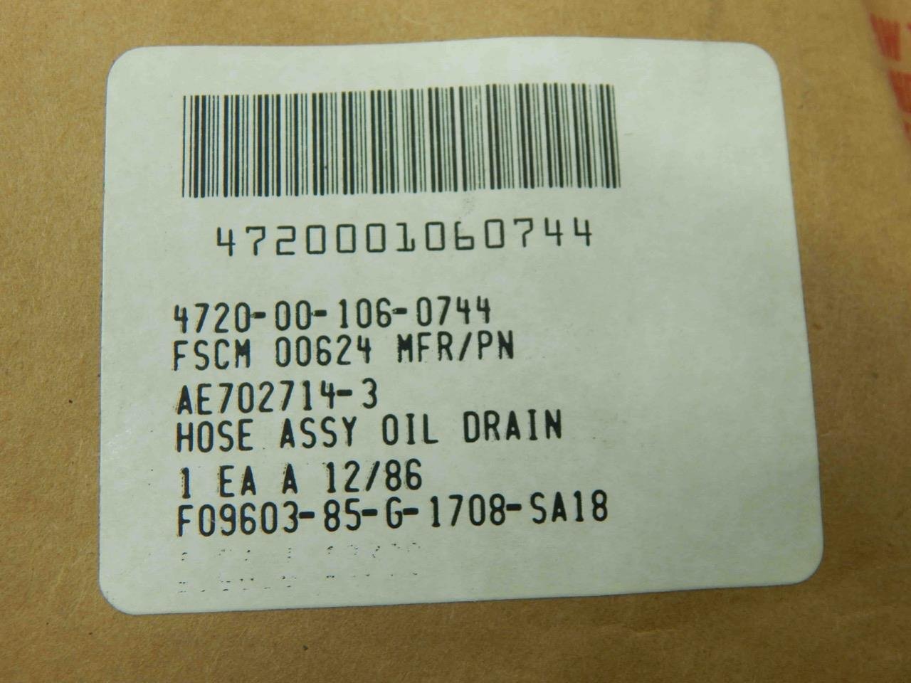 Eaton AE702714-3, 4720001060744, Oil Drain Hose Assembly; Alt: 4P94313-105A - Image 3