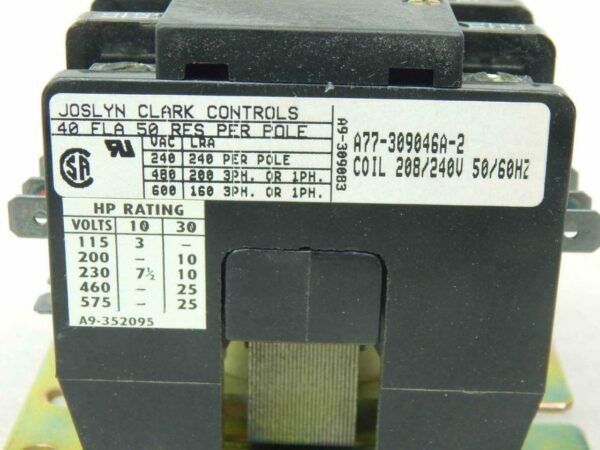 Joslyn Clark DP3C403-240, Definite Purpose Contactor, 40A, 3 Pole, 208/240V Coil - Image 5