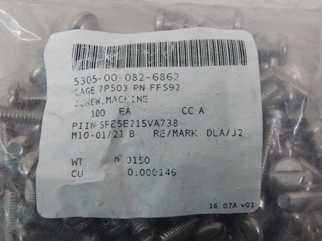 TACOM FFS92, 5305000826862, Machine Screw (Pulled from Bag - Sold Separately) - Image 5