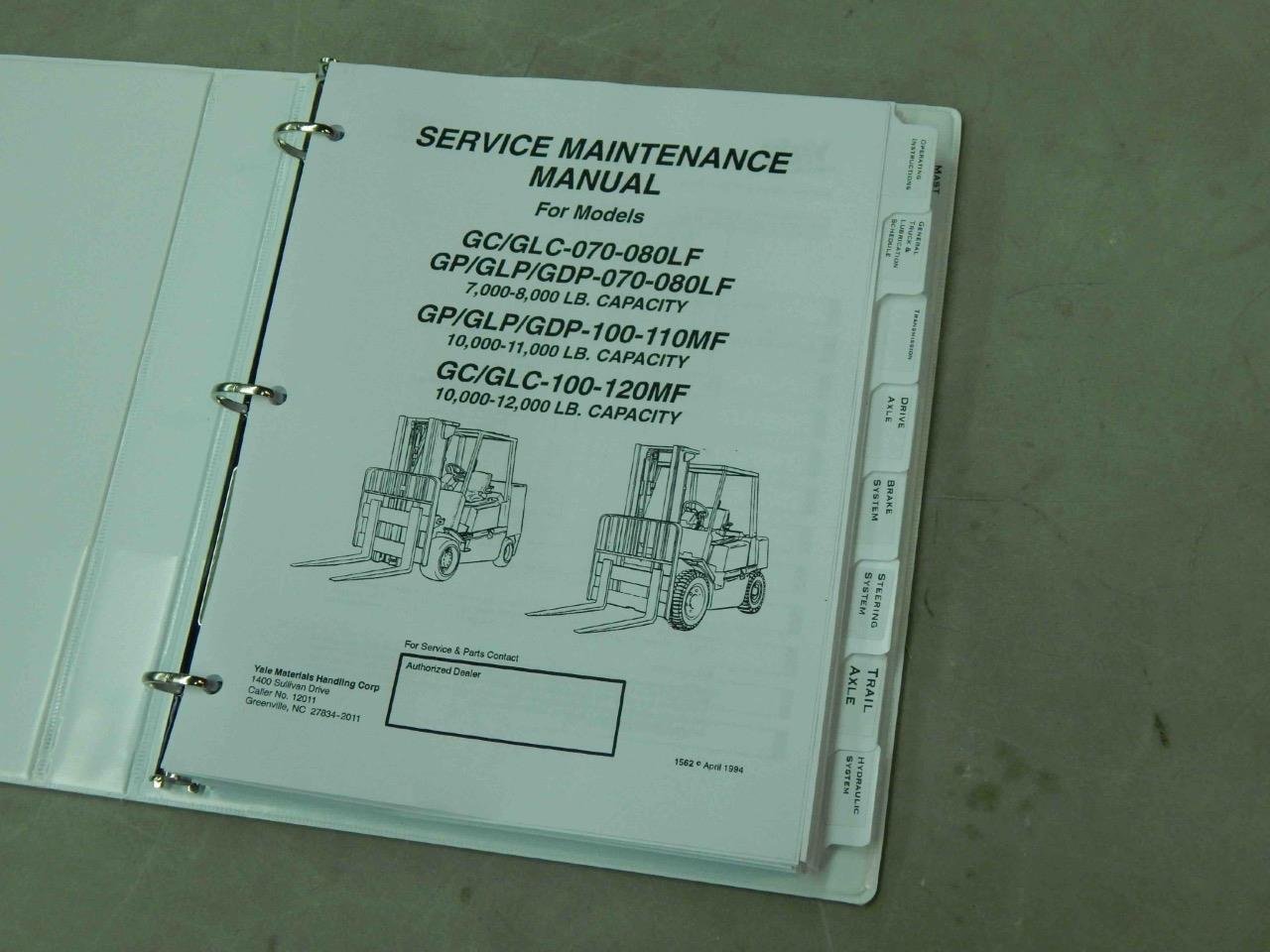 Yale GC/GLC-070-080LF GC GLC 070 070 LF Lift Service Maintenance Manual #6202 - Image 5