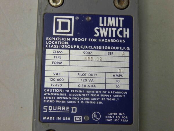 #81 Square D 9007-BR61B2 Ser A Limit Switch - Image 4