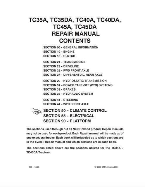 #6224 New Holland, TC35A, TC35DA, TC40A, TC40DA, TC45A, TC45DA, Service Manual - Image 7