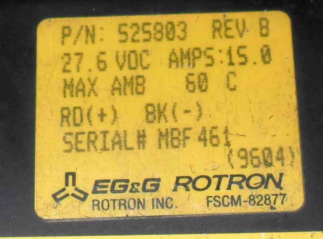 EG&G Rotron 525803, 27.6Vdc, 15Amps, FSCM-82877 - Image 2