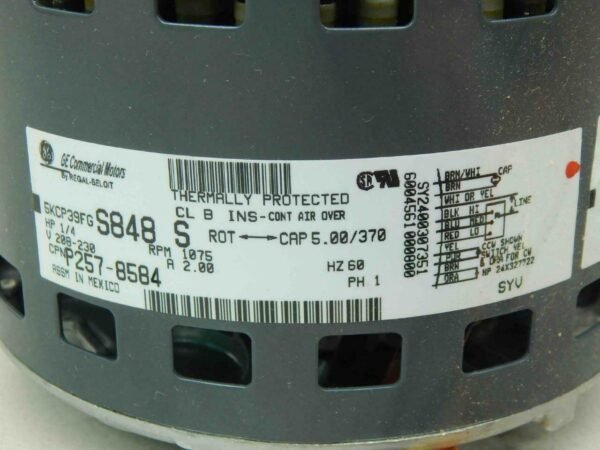 General Electric 5KCP39FGS848S Motor 1/4HP, 208-230V, 1075RPM, 1PH - Image 4