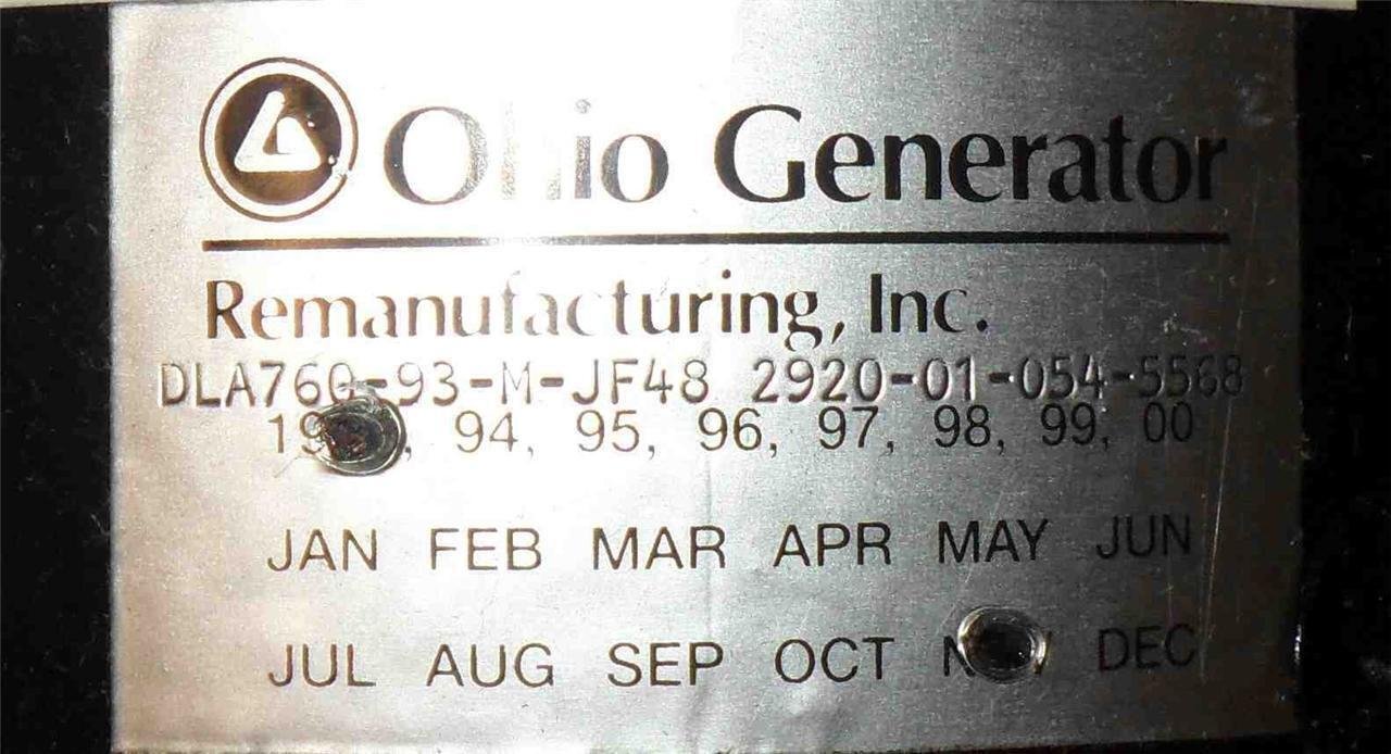 General Motors GM Ohio Engine Starter Generator DLA760-93-M-JF48 - Image 2