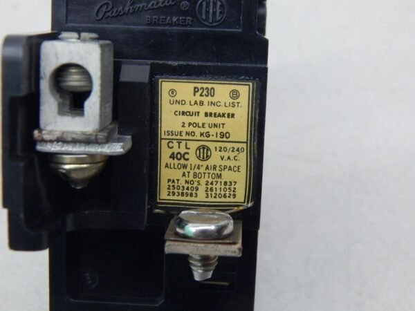 Pushmatic P230, Double Pole Circuit Breaker, 30Amp, 120/240V - Image 3