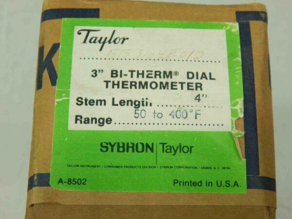 Sybron Taylor BB3104E012, Range 50 To 400°F, 3 Inch Bi Therm Dial Thermometer - Image 3