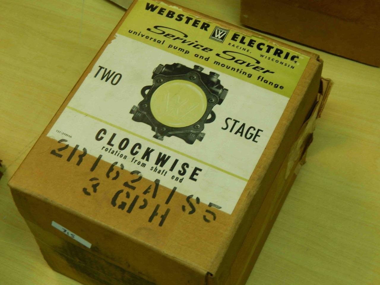 Webster 2R162A-1S5M2, 2R162A-1S5 3GPH Two Stage Pump NIB